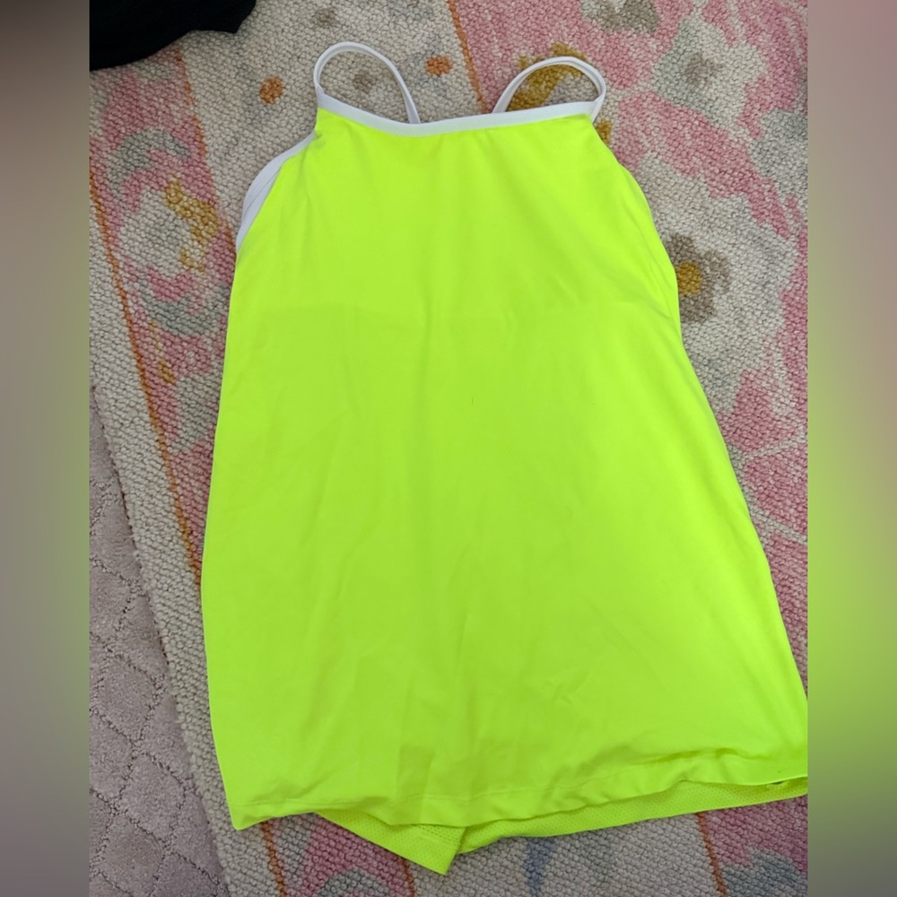 Neon Yellow Athletic Fabletics Tank Top with built in bra